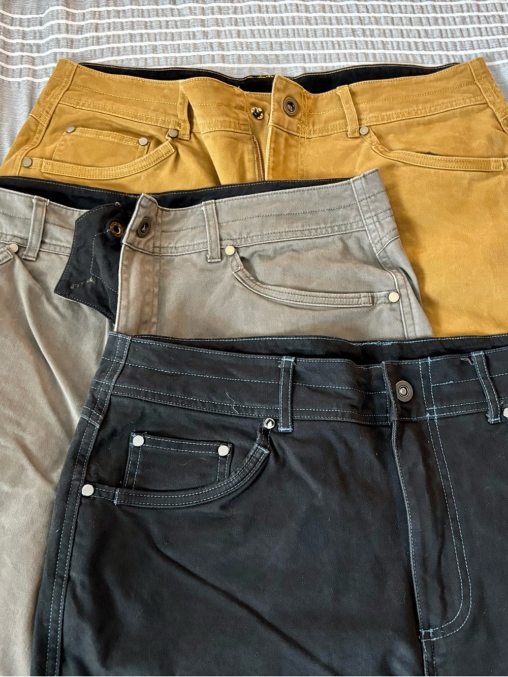 Men's Chinos & Khakis Pack - Mustard, Taupe, Blue 36x30